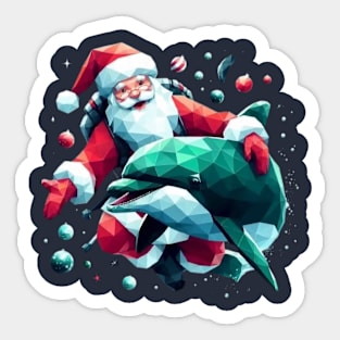 Santa with Dolphin i Sticker